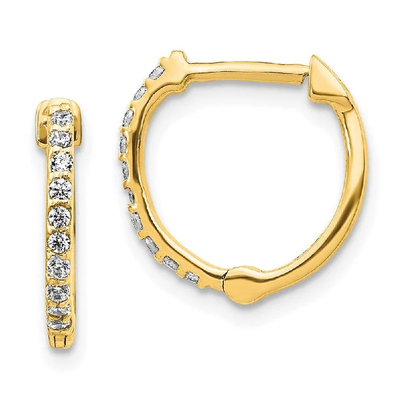 heirloom-style ladies earrings-14k Diamond Hinged Hoop Earrings