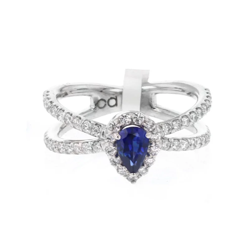 cushion-cut engagement ring for women-Blue Sapphire & Diamond Ring