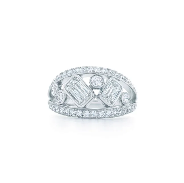 eternity band engagement ring for women-KWIAT ASHOKA Diamond Ring R-17971-0-DIA-18KW