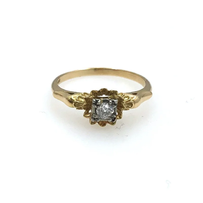 eco-friendly lab-grown ladies ring-Ornate Sun with Diamond