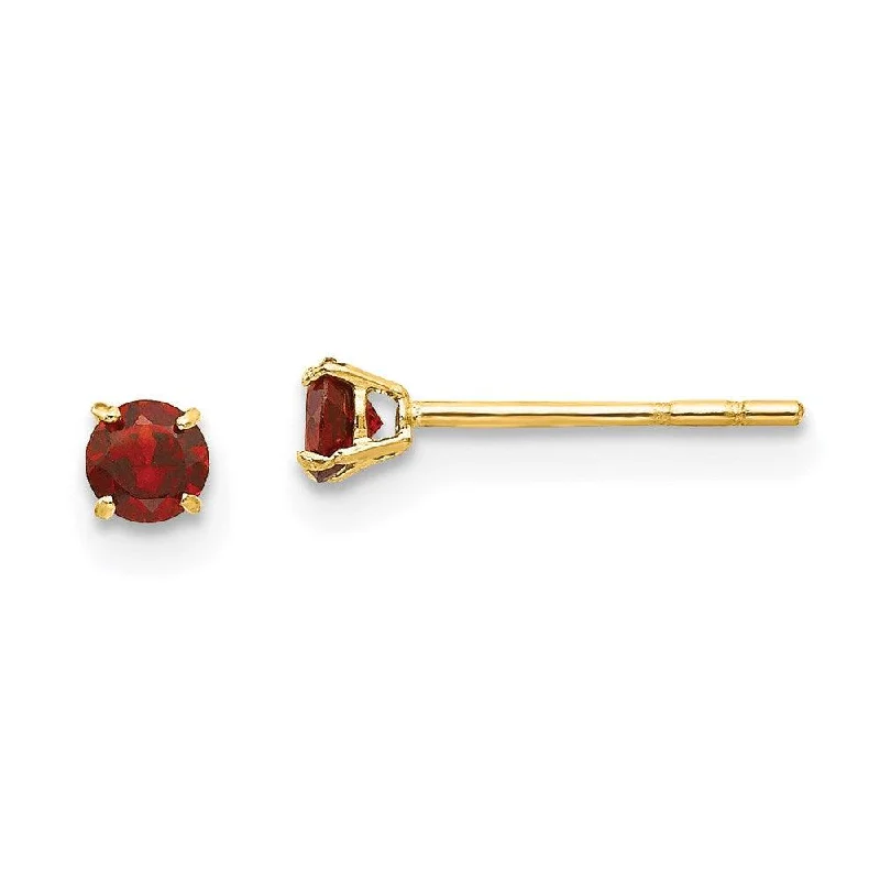 gold ladies earrings-Madi K Kid's 14k  Round Garnet 3mm Post Earrings