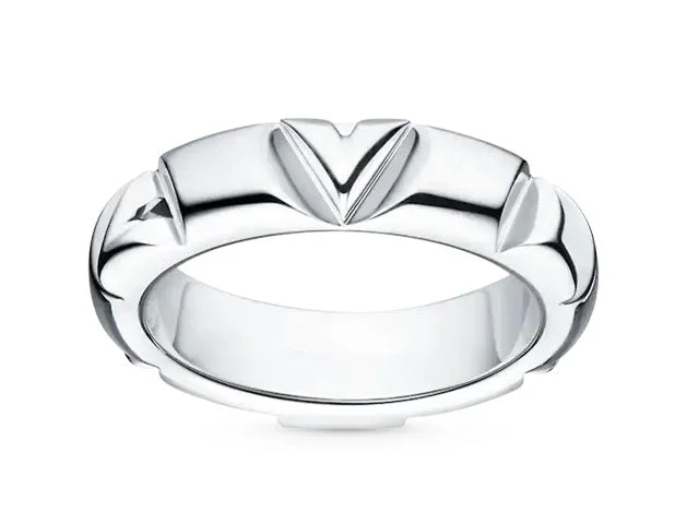 milgrain edge ladies ring-Louis Vuitton LV Volt Multi Ring, 18k White Gold. Size 58