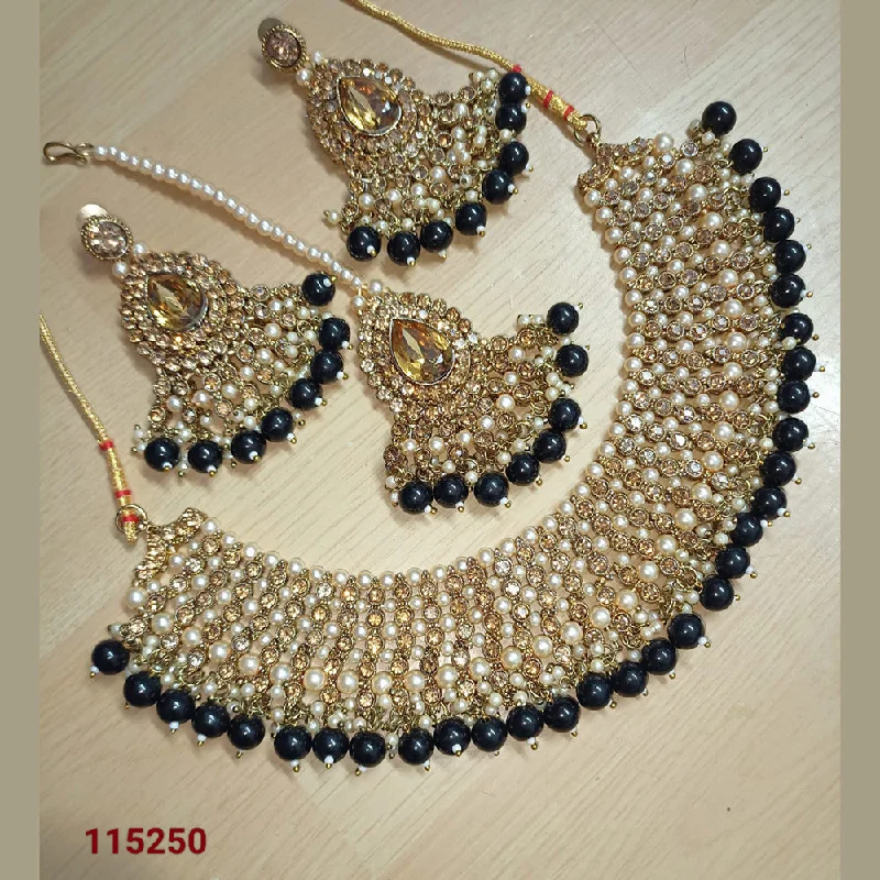 fashion jewelry ladies necklace-Padmawati Bangles Gold Plated Crystal Stone Necklace Set