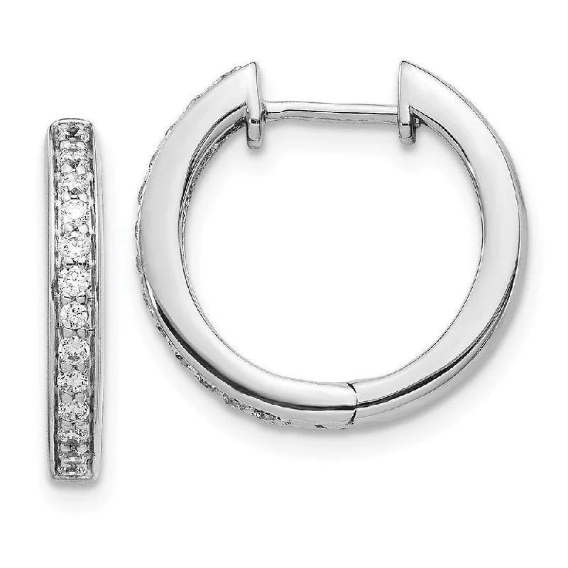 vintage-inspired ladies earrings-14k White Gold Diamond Complete Hinged Hoop Earrings