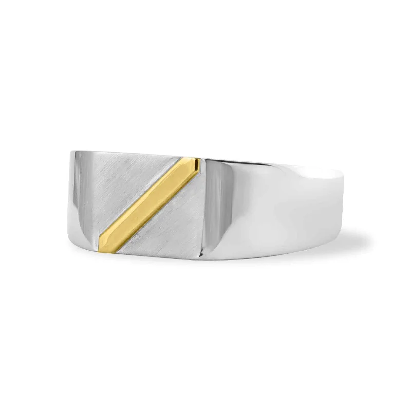 minimalist thin band ladies ring-Sterling Silver Two-Tone Ring / SSR0224