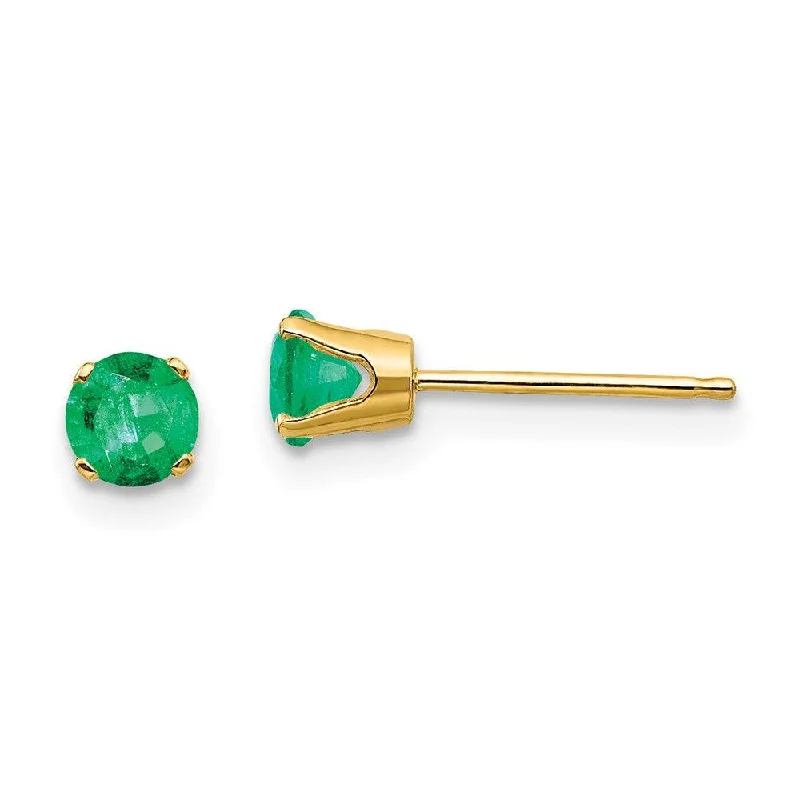 romantic heart ladies earrings-14k 4mm May/Emerald Post Earrings