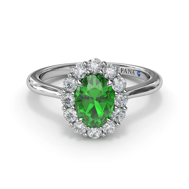 art deco engagement ring for women-Dazzling Emerald and Diamond Ring R1835E