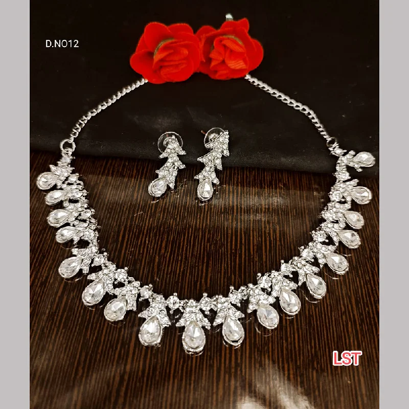 rope chain ladies necklace-Lucentarts Jewellery Silver Plated Austrian Stone Necklace Set