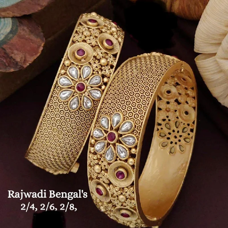 heirloom-inspired ladies bracelet-Manisha Gold Plated Copper Rajwadi Bangle Set