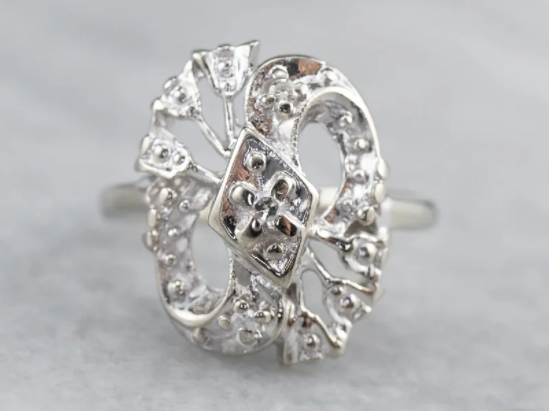 pear-shaped engagement ring for women-Three Stone Retro Era Diamond Ring