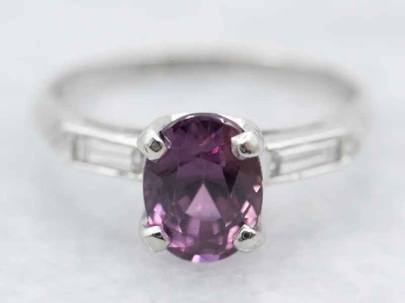 bridal set engagement ring for women-Retro Era Pink Sapphire and Diamond Ring