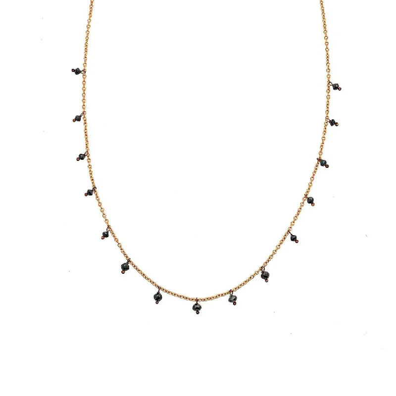 lariat drop ladies necklace-The Adeline Black Diamond Necklace in Rose Gold