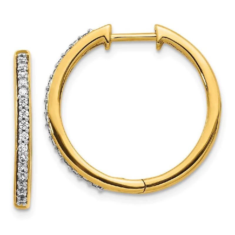 artistic abstract ladies earrings-14k Yellow Gold Diamond Hoop Earrings