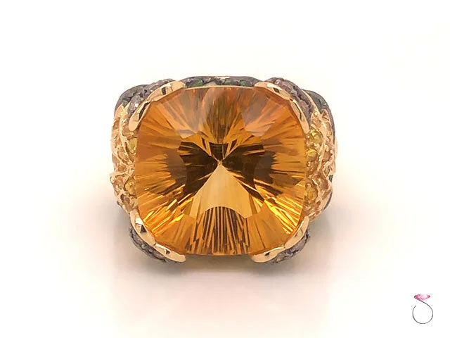 non-traditional ladies ring-Citrine Gemstone Cocktail Ring in 14k Yellow Gold