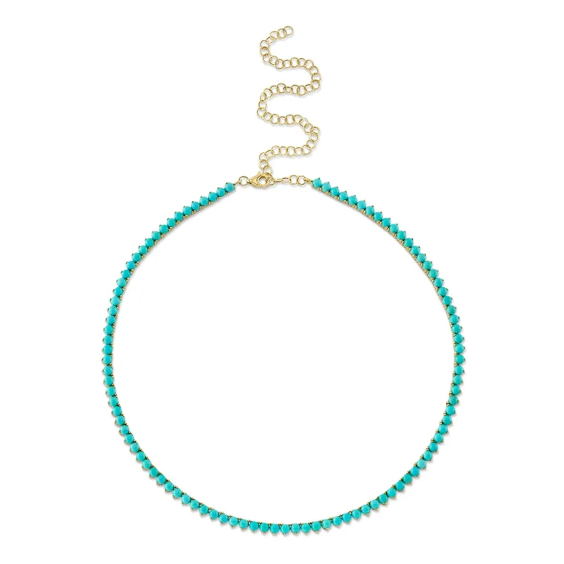 nameplate ladies necklace-Composite Turquoise Tennis Necklace