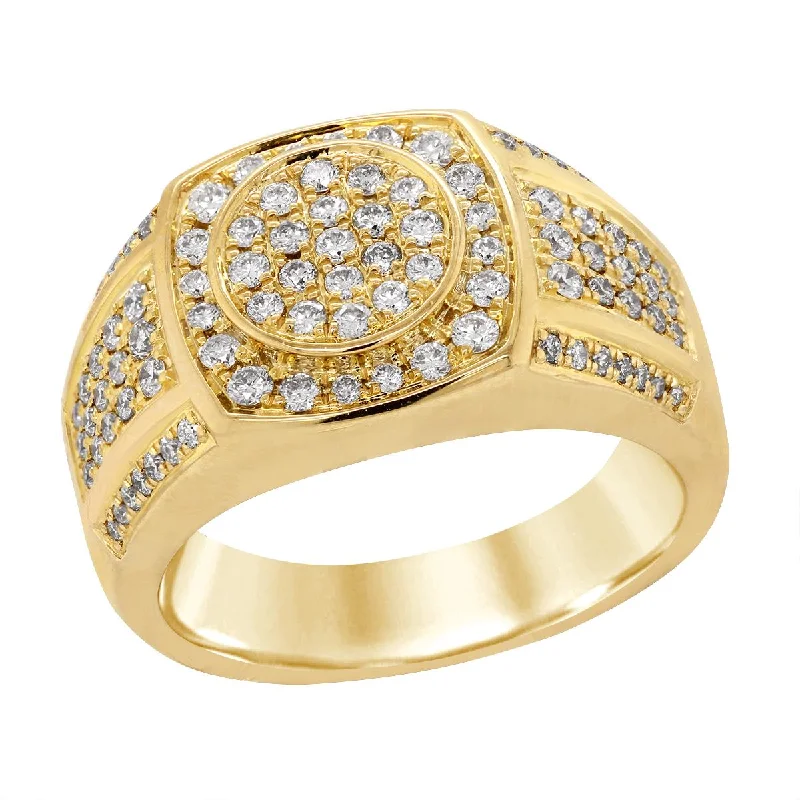 filigree design ladies ring-MEN'S YELLOW GOLD DIAMOND FASHION RING, .95 CT TW