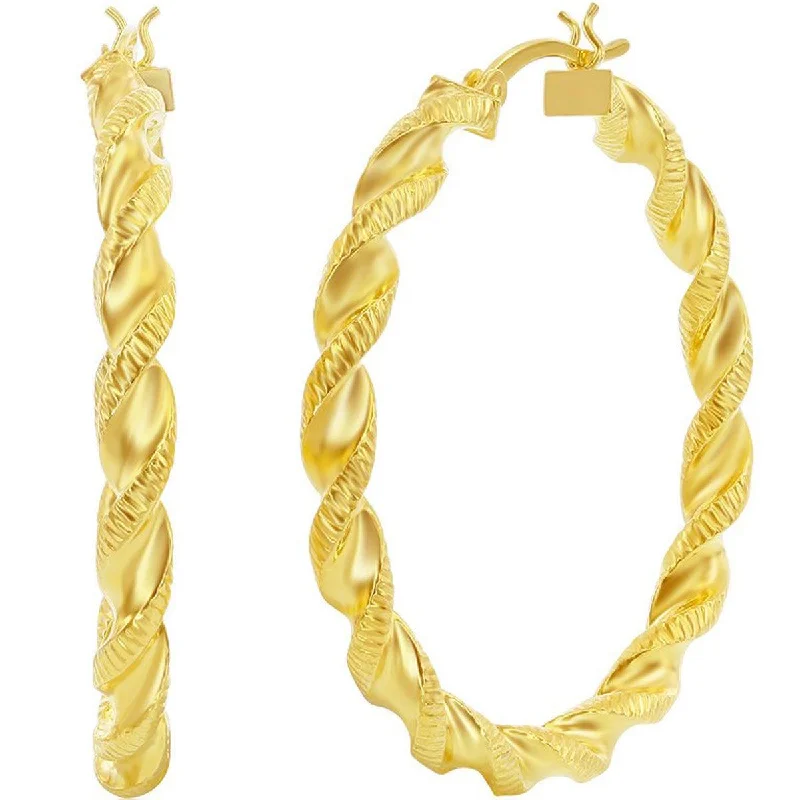 infinity ladies earrings-Classic Women's Earrings - Gold Plated Twisted Designed Hinged Closure | A-2687-GP