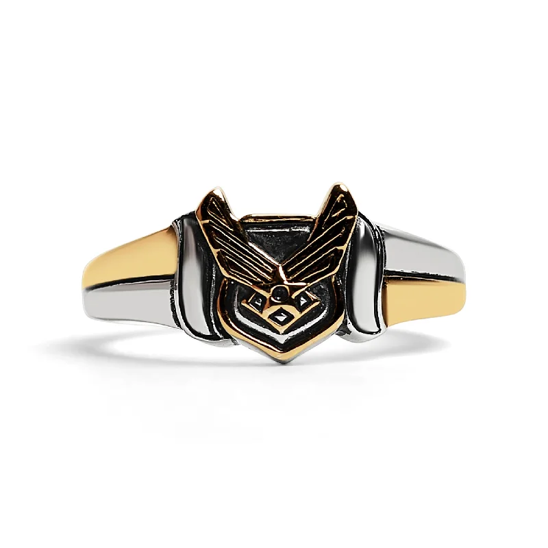 romantic infinity ladies ring-United States Air Force Two Tone Military Stainless Steel Women's Ring / MCR6014