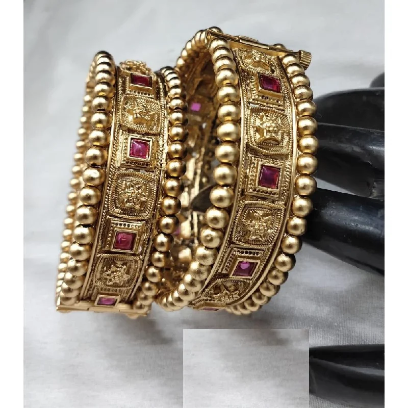 tribal design ladies bracelet-Akruti Collection Copper Gold Plated Bangle Set