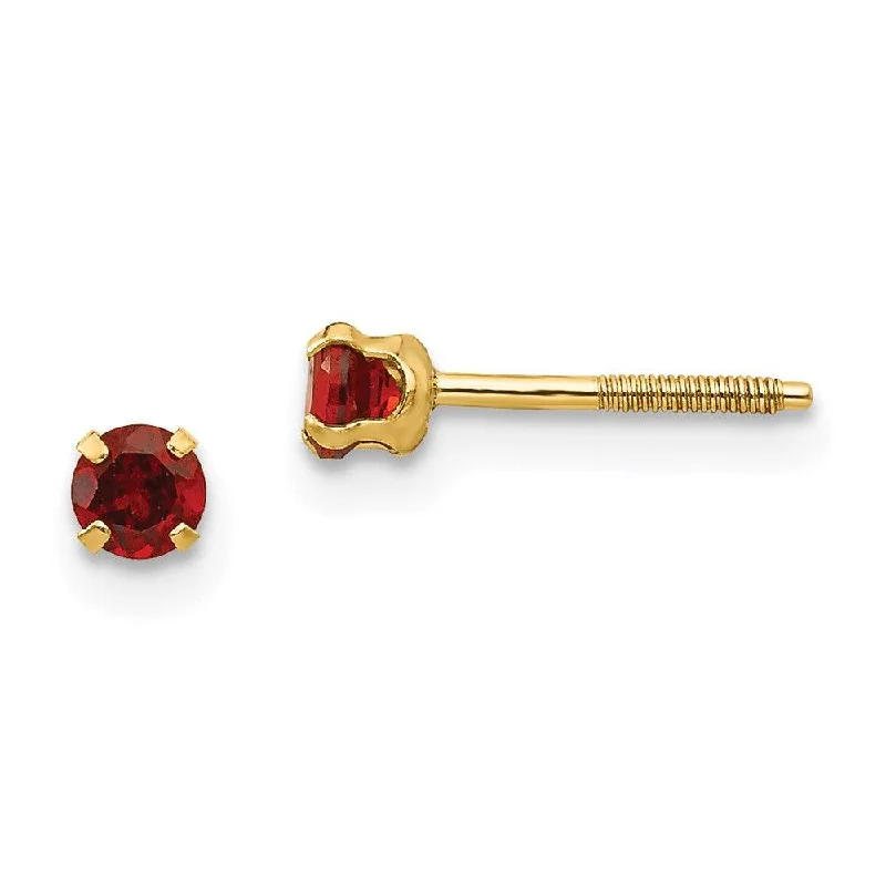 everyday wear ladies earrings-Madi K Kid's 14k  3mm Garnet Earrings