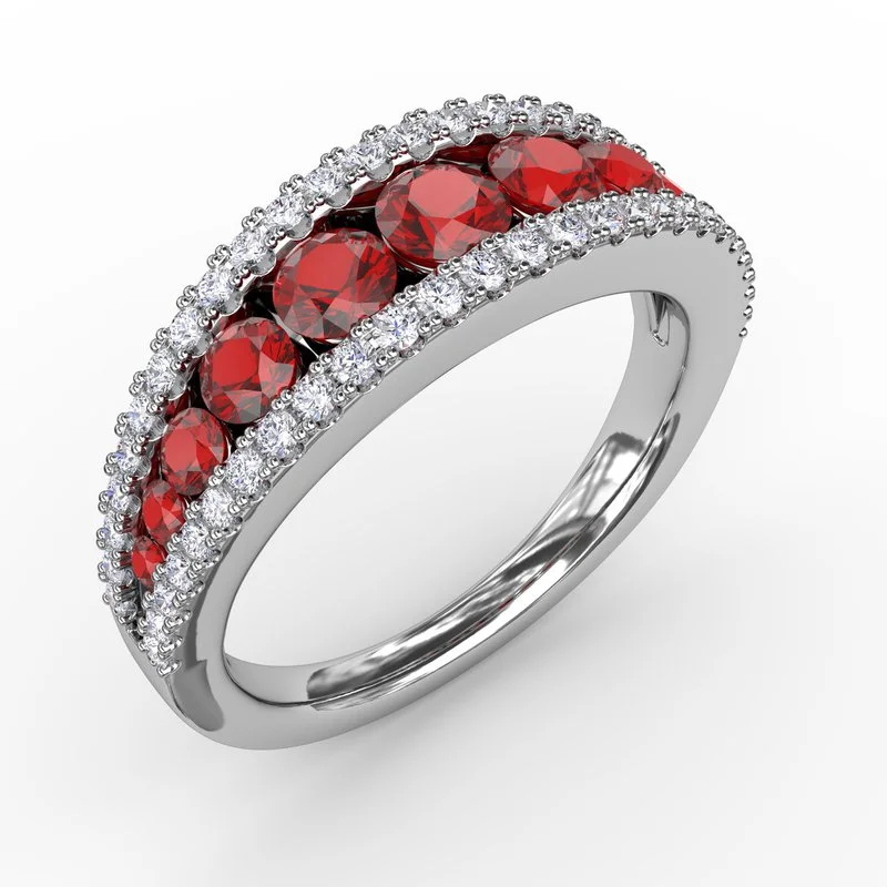 oval engagement ring for women-Walk This Way Ruby and Diamond Ring R1348R