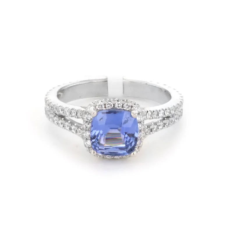 white gold engagement ring for women-Blue Sapphire & Diamond Ring | 10268146