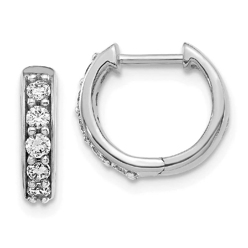 two-piece set ladies earrings-14k White Gold Diamond Hoop Earrings