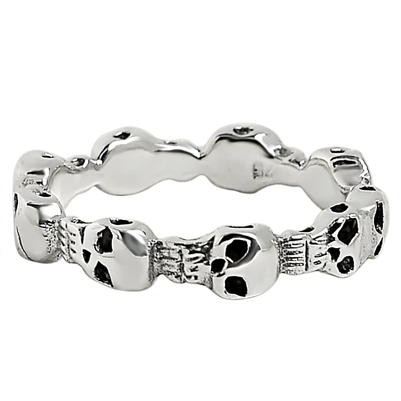 milgrain edge ladies ring-Sterling Silver Skulls Ring / SSR0004