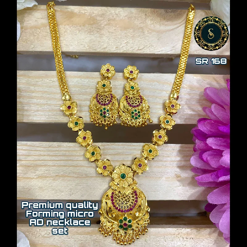 butterfly charm ladies necklace-Siara Collections Forming Gold Pota Stone Necklace Set