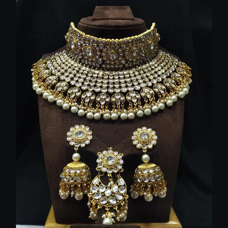 rope twist ladies necklace-Manisha Jewellery Kundan Stone Gold Plated Necklace Set