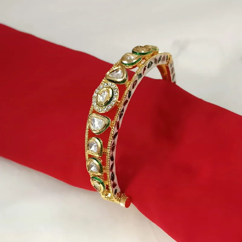 angel wing ladies bracelet-Padmawati Bangles Gold Plated Kundan Openable Kada