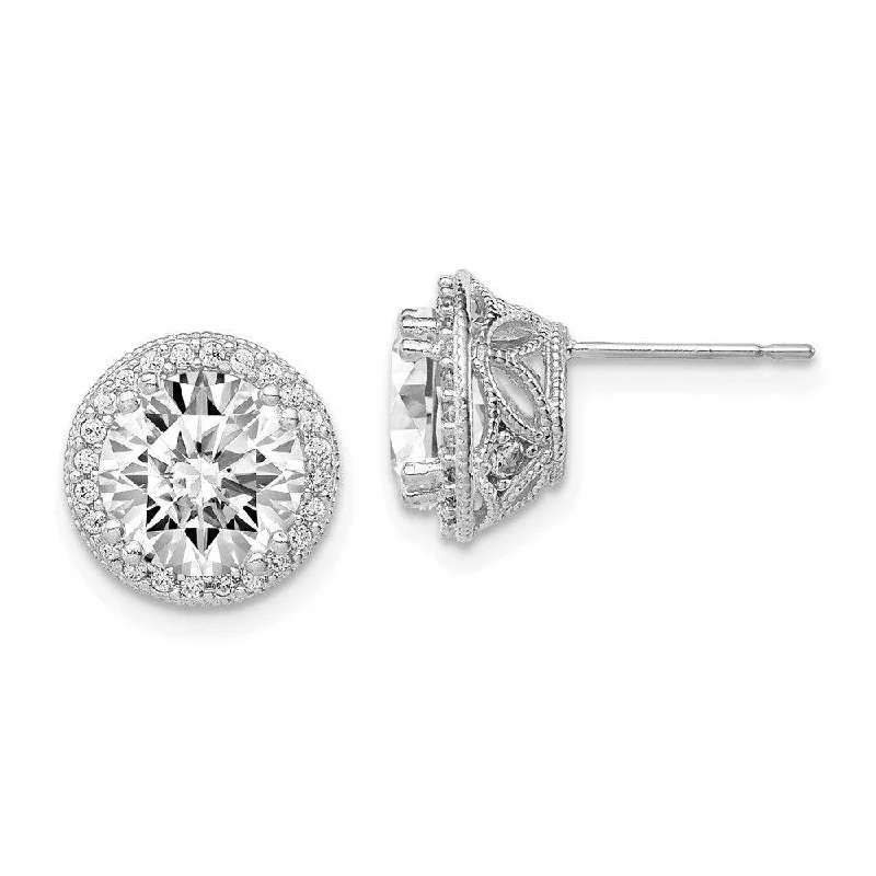 crystal charm ladies earrings-10K Tiara Collection White Gold Polished CZ Post Earrings