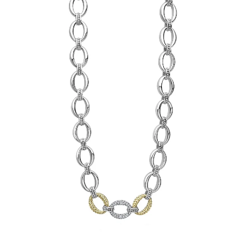 bar ladies necklace-Single Station Diamond Link Necklace