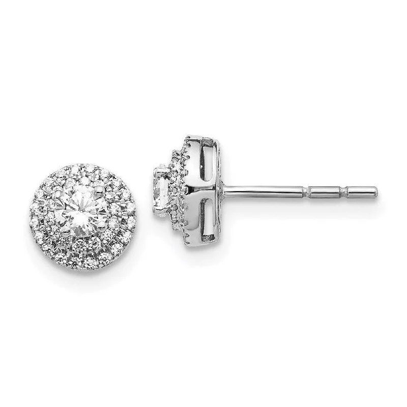 multi-stone ladies earrings-14k White Gold Diamond Cluster Earrings