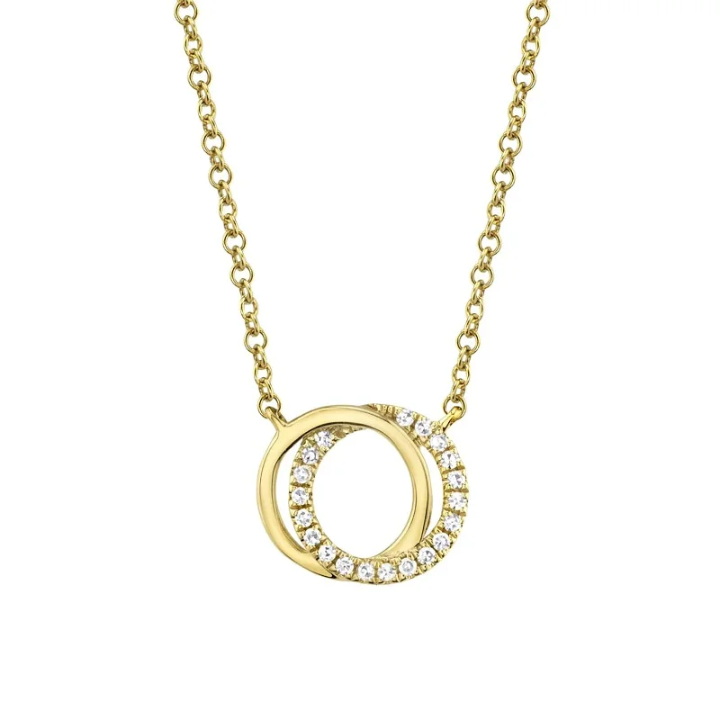 intricate beadwork ladies necklace-Diamond Love Knot Circle Necklace