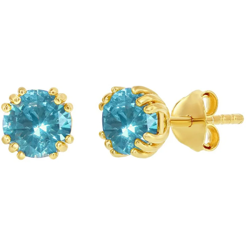 infinity ladies earrings-Classic Women's Earrings - Gold Plated December Birthstone Round 6mm Stud | D-8285