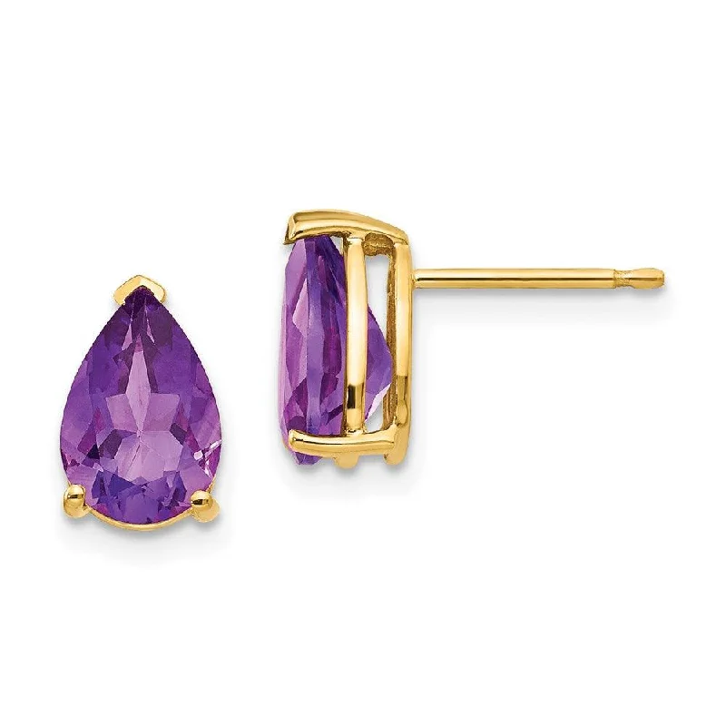 pearl ladies earrings-14k 9x6mm Pear Amethyst Earrings