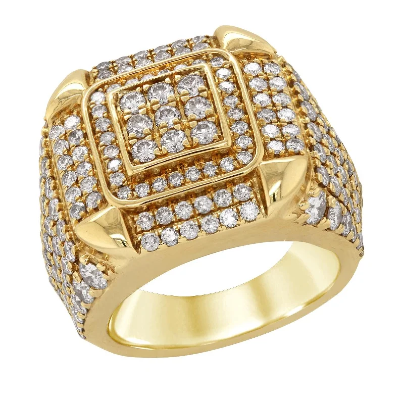 gradient gemstone ladies ring-MEN'S YELLOW GOLD DIAMOND FASHION RING, 4.00 CT TW