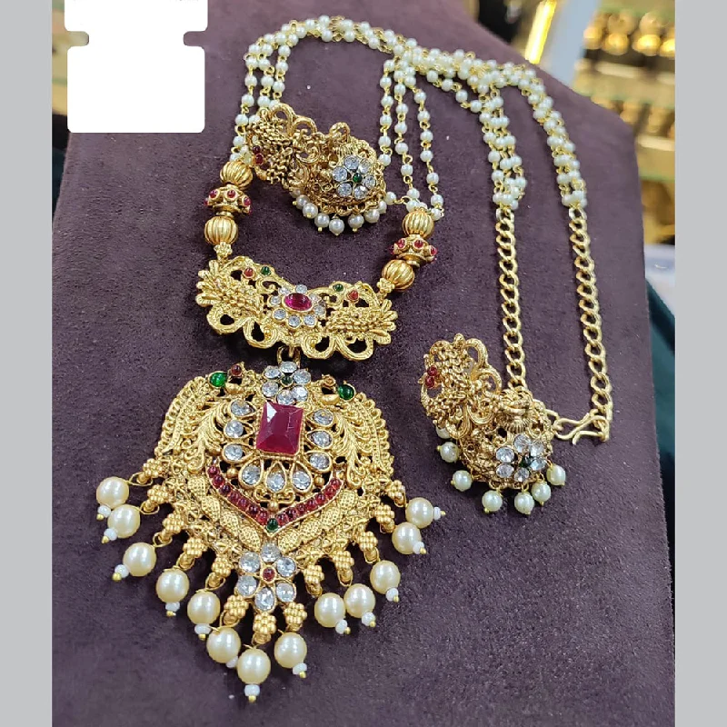 lariat drop ladies necklace-Manisha Jewellery Gold Plated Austrian Necklace Set