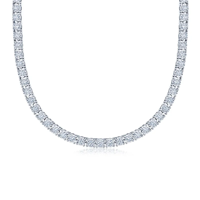 white gold ladies necklace-Diamond Sunburst Line Necklace