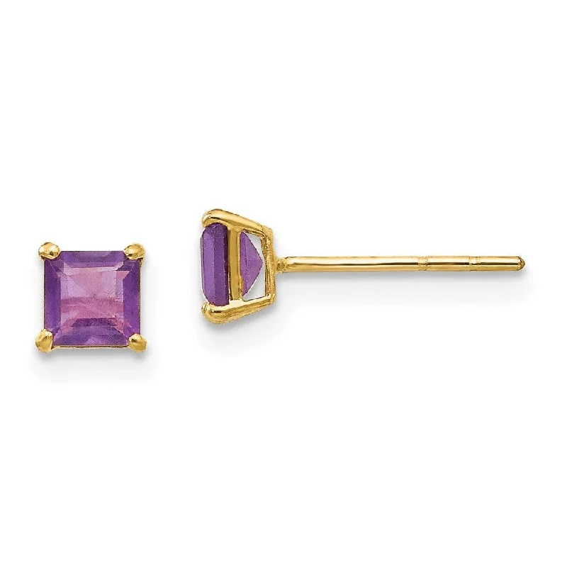 dangle ladies earrings-Madi K Kid's 14k  Amethyst 4mm Square Post Earrings