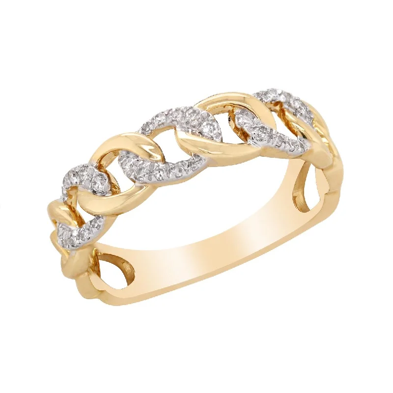 handcrafted ladies ring-TWO-TONE GOLD FASHION RING WITH 30 ROUND DIAMONDS, .17 CT TW