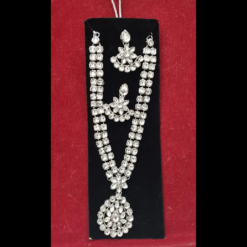 intricate beadwork ladies necklace-Sofine Silver Plated Long Necklace Set