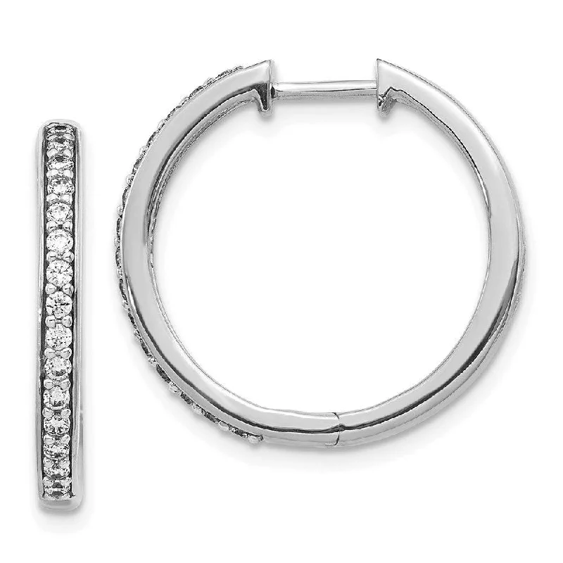 unique handmade ladies earrings-14k White Gold Diamond Hoop Earrings