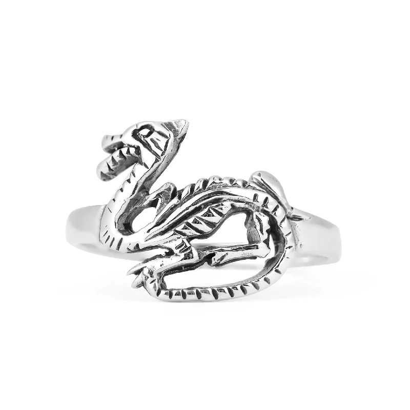 luxury bridal ladies ring-Sterling Silver Dragon Ring / SSR0120