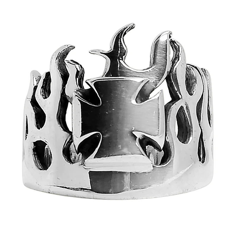 Celtic knot ladies ring-Sterling Silver Maltese Cross Flame Ring / SSR0022