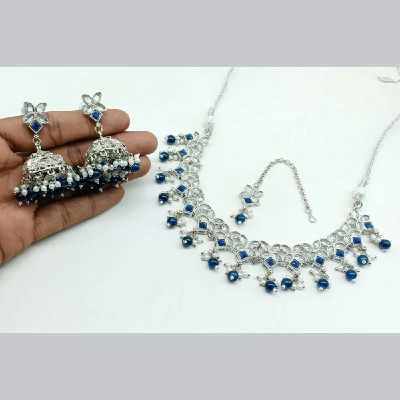 charm ladies necklace-Manisha Jewellery Silver Plated Crystal Stone Necklace Set