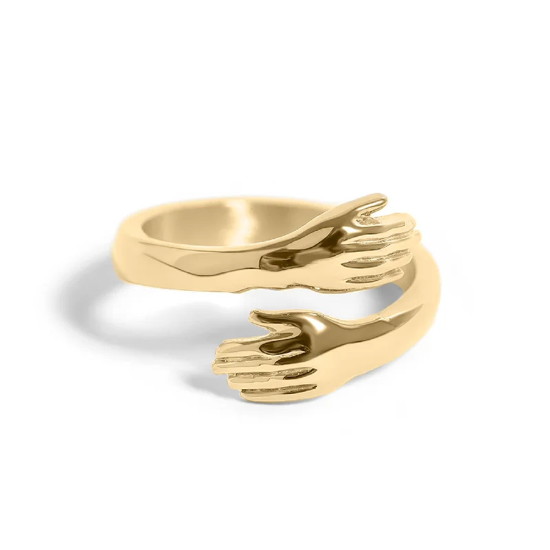 ultra-thin band ladies ring-18K Gold PVD Stainless Steel Hug Ring / KSS0002