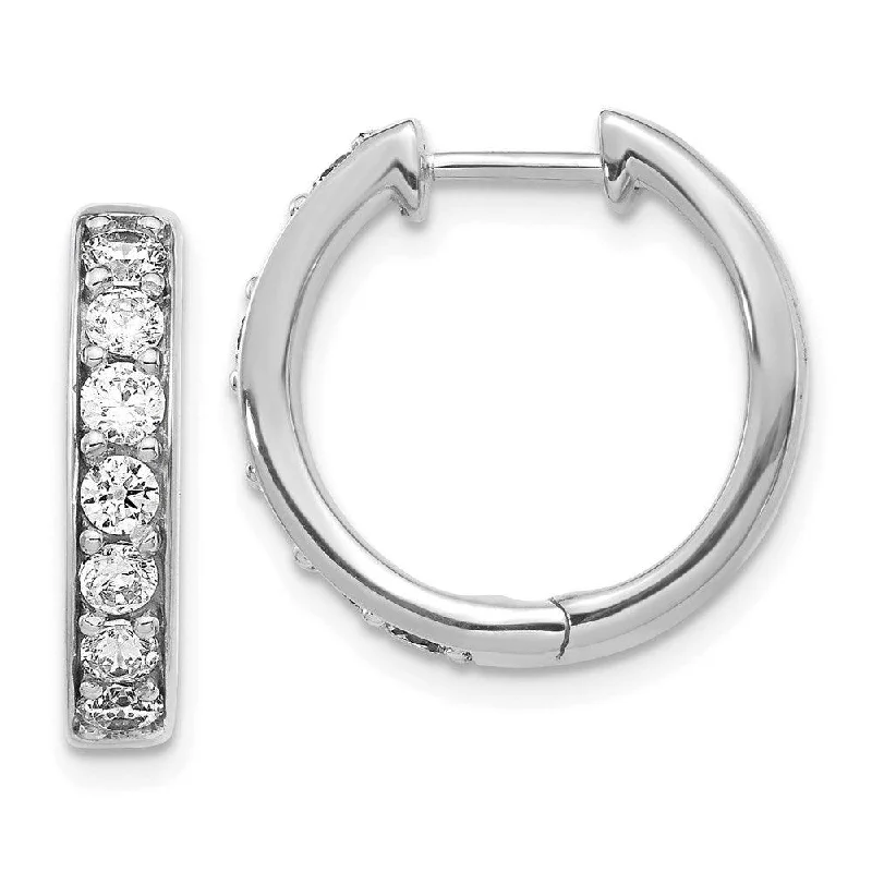 gold-plated ladies earrings-14k White Gold Diamond Hoop Earrings