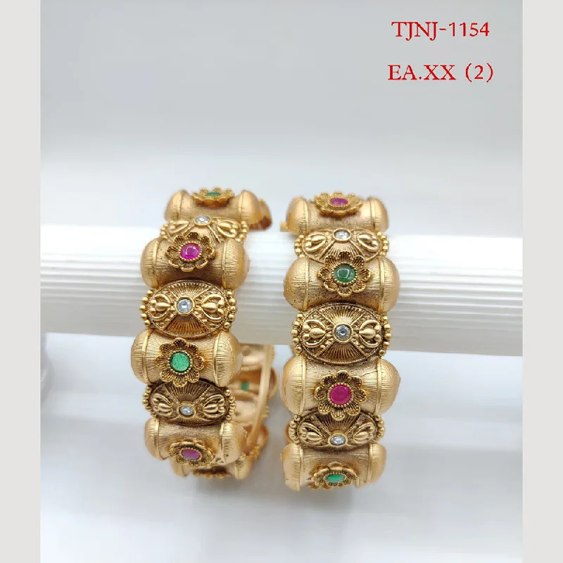 fashion jewelry ladies bracelet-Choice Gold Plated Pota Stone Bangles Set